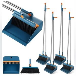 Broom and Dustpan Set 47 Inch Long Handle Brooms for Sweeping Indoor Household